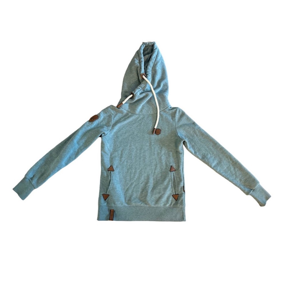 Naketano Brave New World Hoodie Women's Blue Green Designer Sweatshirt Size M